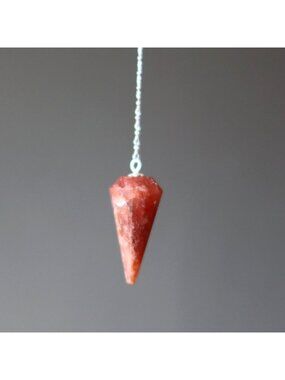Red Fire Quartz Pendulum Light the Way Sterling Silver Point Hematoid Dowsing